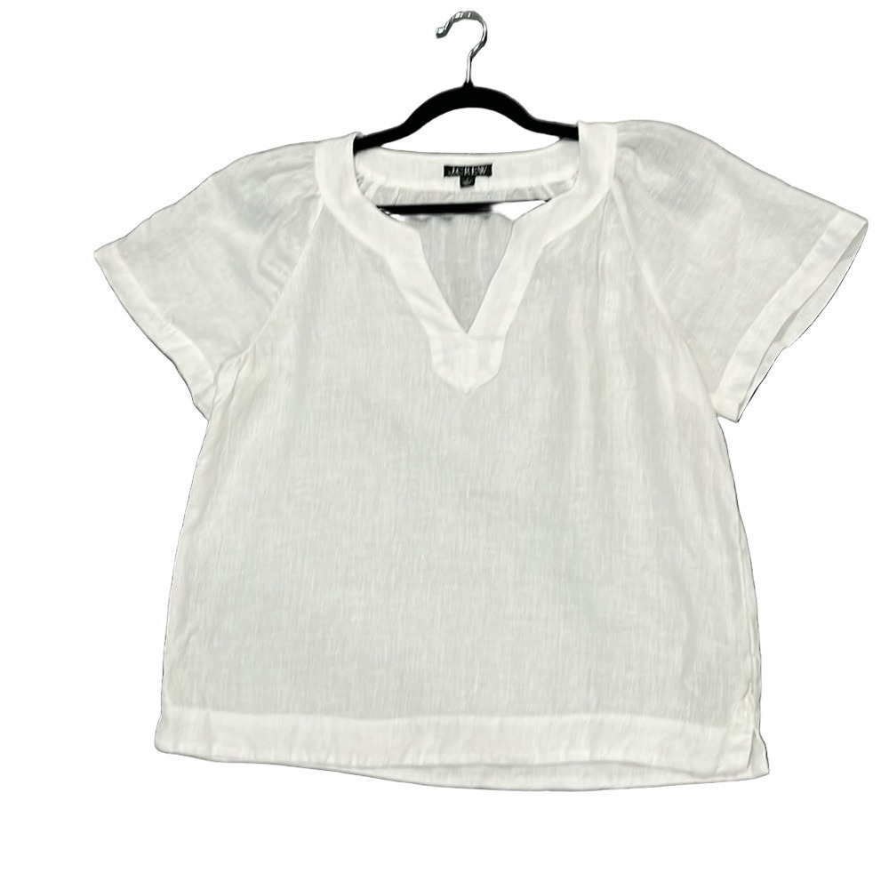 J. Crew ivory Relaxed linen Blouse b-neck with Short Sleeves - small - Picture 10 of 10